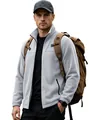 Chaqueta de forro polar gris claro para hombre con cuello alto y cremallera completa - S / Tops / Gris claro