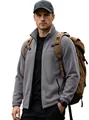 Graue Outdoor-Fleecejacke für Herren mit durchgehendem Reißverschluss und Stehkragen - S / Oberteile / Dunkelgrau