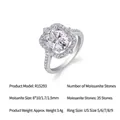 Lujoso anillo halo de moissanita de corte ovalado en plata de ley S925 premium - Talla US 9 / Estilo de Moissanita Ovalada (R15293)