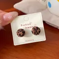 Fashionable leopard print flocked round stud earrings for women, 12mm diameter size - Leopard Round Bead (12mm)