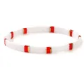 Elegant handmade Tila bead stretch bracelet featuring red and white tiles with gold accents - Dark Red/White/Gold(TL-B25092804A)
