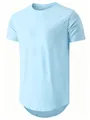 Premium light blue men's short sleeve sports T-shirt featuring a stylish curved hem - 3XL / Tops / Sky Blue