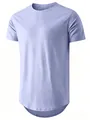 Men's premium lavender short-sleeved athletic t-shirt with curved hem design for fitness - 3XL / Tops / Light Purple