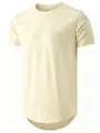 Premium men's short sleeve athletic T-shirt in cream color with curved hem and crew neck - 3XL / Tops / Light Yellow
