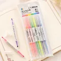 Set of 6 colorful dual-tip highlighters for office students and creative scrapbooking - 6 Colors 6 Pcs Set