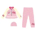 Mädchen-Badeanzug-Set, langärmelig, rosa gepunktet mit Einhorn-Motiv, 3-teilig - XL (100-110cm, 32-39 Jin) / Set / Spielende Prinzessin