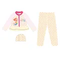Mädchen 3-Teiler Langarm-Badeanzug mit Meerjungfrau-Druck und Polka-Dot-Muster - XL (100-110cm, 32-39 Jin) / Set / Seegras Meerjungfrau