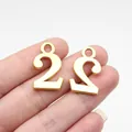 Gold-tone number 2 charm pendants for DIY jewelry making, 26x16mm metal crafts set - Antique Gold Number 2 (D10697)