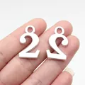 Silver metal number 2 charm pendant 26x16mm for DIY jewelry and handicraft making - Antique Silver Number 2 (B18257)