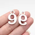 Pair of silver-toned number 9 and 6 metal charms for DIY jewelry making projects 26x16mm - Antique Silver Number 9 (B18264)