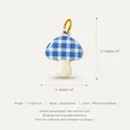 Blue and white checkered mushroom pendant charm made of gold-plated stainless steel metal - Mushroom Pendant