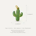 Green striped cactus pendant made of stainless steel with premium real gold PVD plating - Cactus Pendant