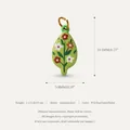 Enamel leaf shape pendant with colorful floral patterns and PVD gold plated finish - Leaf Flower Pendant