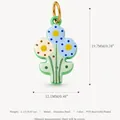 Colorful enamel flower pendant in stainless steel with PVD gold plating for DIY jewelry - Three Flowers Pendant
