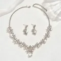 Elegant silver bridal jewelry set with sparkling rhinestones for wedding dresses - Bright White K (1422)