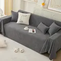 Dark gray skin-friendly solid color sofa cover throw blanket with decorative white border - 180X230CM / Dark Gray