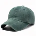 Vintage washed cotton soft top baseball cap in dark green teal finish for outdoor casual style - 56-60cm Adjustable / Army Green