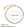 Elegante bracciale retrò in rame dorato e resina con perle sfaccettate color champagne - Bracciale di Perline Rosa / Rosa