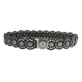 Zwarte vintage boho taille riem voor dames met decoratieve zilverkleurige metalen studs - Gun Black