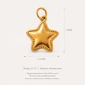 Gold-plated stainless steel star pendant for DIY jewelry making with dimensions shown - Star Charm / Gold