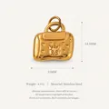 Gold-plated stainless steel handbag charm with cat unicorn motif and dimensions. - Cat Bag Charm / Gold