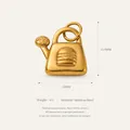 Gold-plated stainless steel watering can charm with hamburger relief, 14mm size - Burger Kettle Charm / Gold