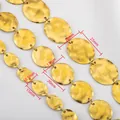 18K gold plated stainless steel irregular hammered oval chain links for DIY jewelry - Gold Oval-25x20 / 1 Meter/Pack / Gold