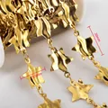 18K gold plated stainless steel irregular star chain for DIY jewelry making accessories - Gold Star-15.5x20 / 1 Meter/Pack / Gold