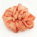 Oversized peach orange satin scrunchie featuring elegant pleated silk fabric texture - Orange Pink (H) / Orange Pink