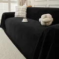 Premium thick black corduroy sofa cover protector for modern minimalist living room decor - 180x90cm / Black