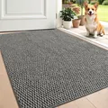 Durable grey commercial non-slip door mat for heavy-duty entrance area use - 45*75cm / Tangke Series / Light Gray