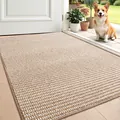 Durable woven beige entryway doormat with non-slip texture in a cozy home setting - 45*75cm / Tangke Style / White Brown