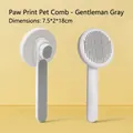 Spazzola per toelettatura grigia per cani e gatti con pulsante autopulente, 7,5x2x18 cm - Pettine per Massaggi con Impronta di Zampa / 7.5cm x 2cm x 18cm / Grigio biancastro