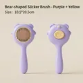 Cute bear-shaped purple and yellow pet grooming brush for cat and dog hair de-shedding - Bear Style / Single Pack / Purple & Yellow