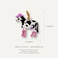 Ciondolo a forma di cavallo in acciaio inox con stampa mucca e un cappello rosa - Ciondolo Cavallo Stampa Mucca (2)