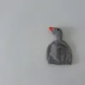 Lindo gorro gris de punto para bebé con cabeza de ganso naranja en 3D para el invierno - Circunferencia 40-48cm, adecuado para 3-18 meses / Ganso Cabezón Gris (Doble Capa)