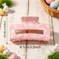 Detail view of pink Easter bunny hair claw clip showing 8.1cm x 4.6cm dimensions. - Pink Rabbit Head Daisy