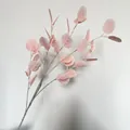 Detailed macro view of pink artificial eucalyptus leaves with realistic silk-screened texture - Pink (30 Leaves)