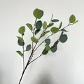 Detailed view of artificial eucalyptus branch with realistic silk-screened green leaves - Green (30 Leaves)