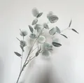 Close-up detail of artificial eucalyptus silver dollar leaves with realistic white veins - Light Blue (30 Leaves)