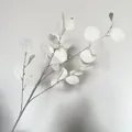 Detailed close-up of realistic white artificial eucalyptus leaves for wedding decor - White (30 Leaves)