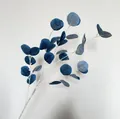 Elegant artificial blue eucalyptus spray with silk leaves for home and wedding decor - Ink Blue (30 Leaves)