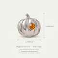 High quality silver-toned copper pumpkin charm bead featuring orange zircon for DIY jewelry - Pumpkin Pendant #5