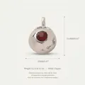 Silver-plated copper round pendant with red zircon stone for DIY jewelry making - Tomato Pendant #7