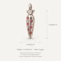 Detailed silver-plated copper carrot pendant charm with pink zircon stones for DIY - Carrot Pendant #9