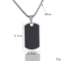 Collier pendentif plaque militaire en acier inoxydable avec chaîne de 60 cm de long - Noir