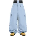 High-performance waterproof light blue cargo ski pants with multi-pockets for snowboarding - Light Blue