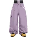 Loose fit lavender purple cargo ski pants with multiple pockets for winter outdoor sports - Light Purple