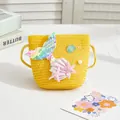 Yellow woven children's crossbody bag with colorful sequined mermaid tail decoration - Small Bag / Yellow (Mermaid Series)