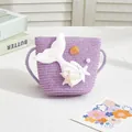 Purple woven mermaid themed kids crossbody bag with sequin tail and shell decorations - Small Bag / Purple (Mermaid Series)